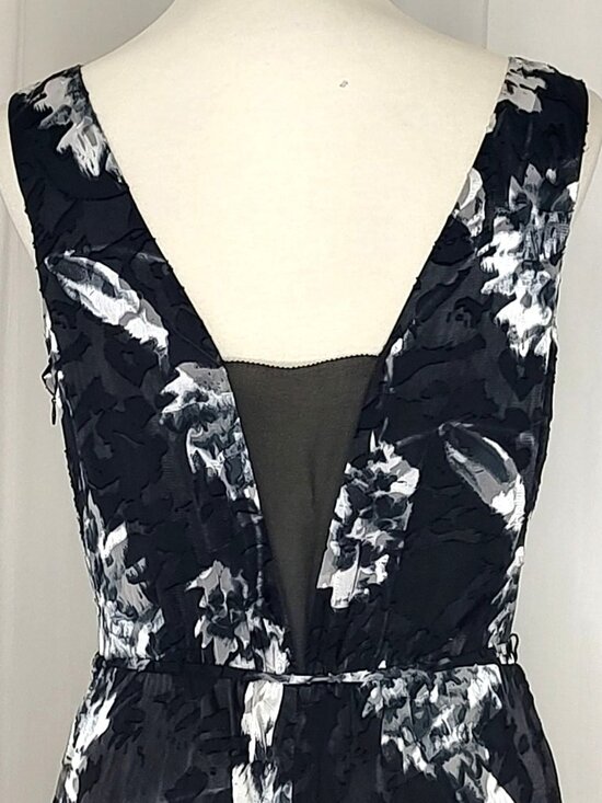 WHBM White House Black Market Avery Floral Black Burnout Jumpsuit 6 - Picture 7 of 11
